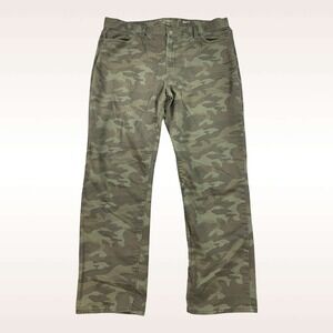 Banana Republic Travel Jean Mens 38x32 Green‎ Camo Straight Slim Fit Stretch